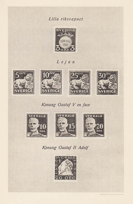 Hjalmar Olsson : Svenska postverkets frimärkstillverkning och frimärken 1920-1928 samt frankokuvert, brevkort och kortbrev 1921-1928