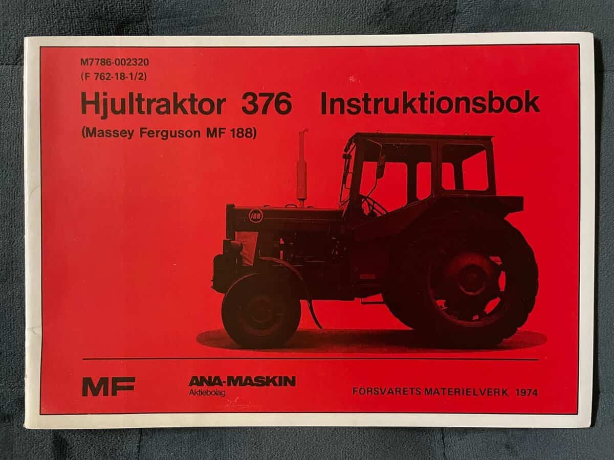 Hjultraktor 376 (Massey Ferguson MF 188) Instruktionsbok