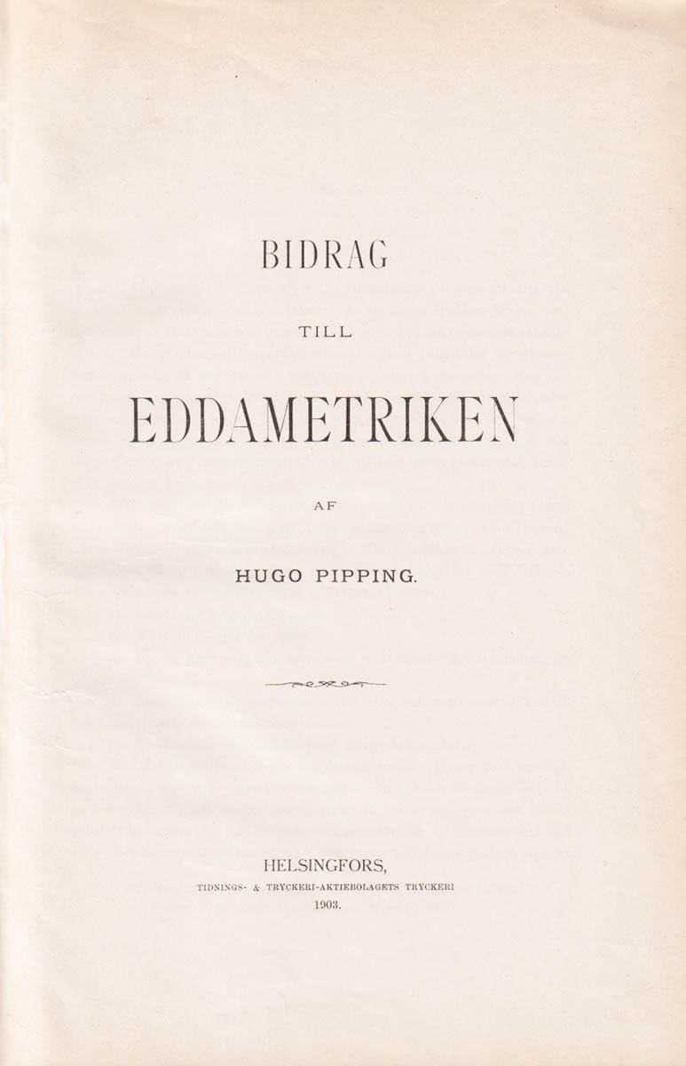 Hugo Pipping : Bidrag till Eddametriken