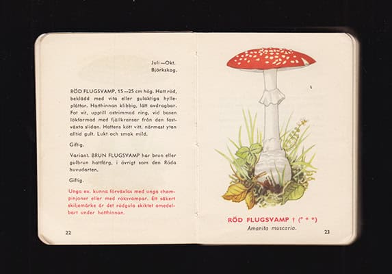 Hugo Stelin : Svampplockarens A och O. Granskad av mykolog Hugo Stelin. A.-B. Del I-II (de två utvikbara Svampkartorna i en tryckt mapp saknas)