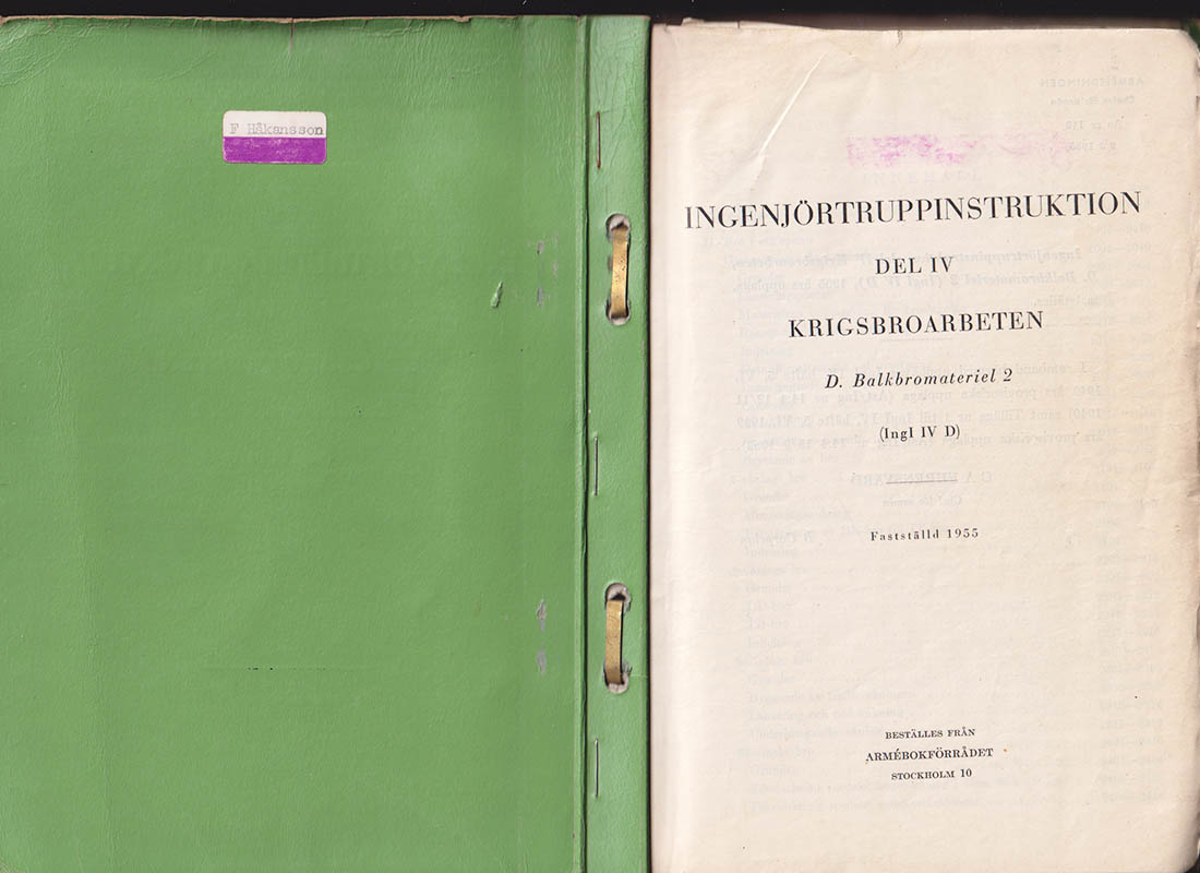 Ingenjörtruppinstruktion. Del IV. Krigsbroarbeten. D. Balkbromateriel 2 (IngI IV D). Fastställd 1955
