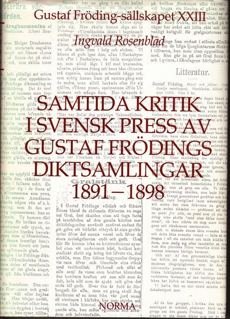 Ingvald Rosenblad : Samtida kritik i svenska press av Gustaf Frödings diktsamlingar 1891-1898