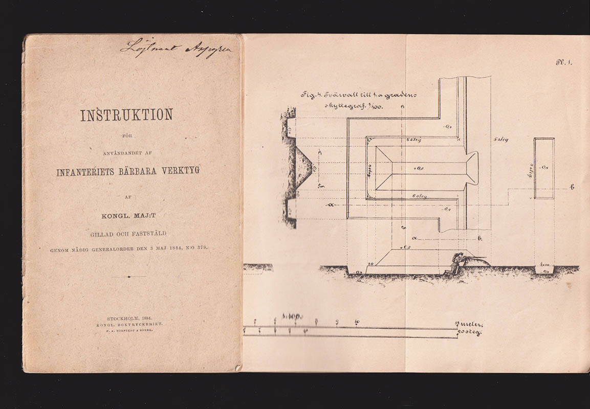 Instruktion för användandet af infanteriets bärbara verktyg af Kongl. Maj:t gillad och fastställd ... 3 maj 1884, N:o 379