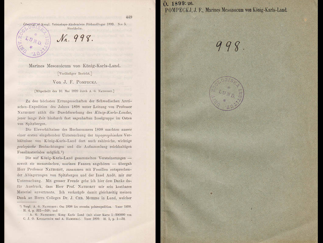 J. F. von Pompeckj : Marines Mesozoicum von König-Karls-Land
