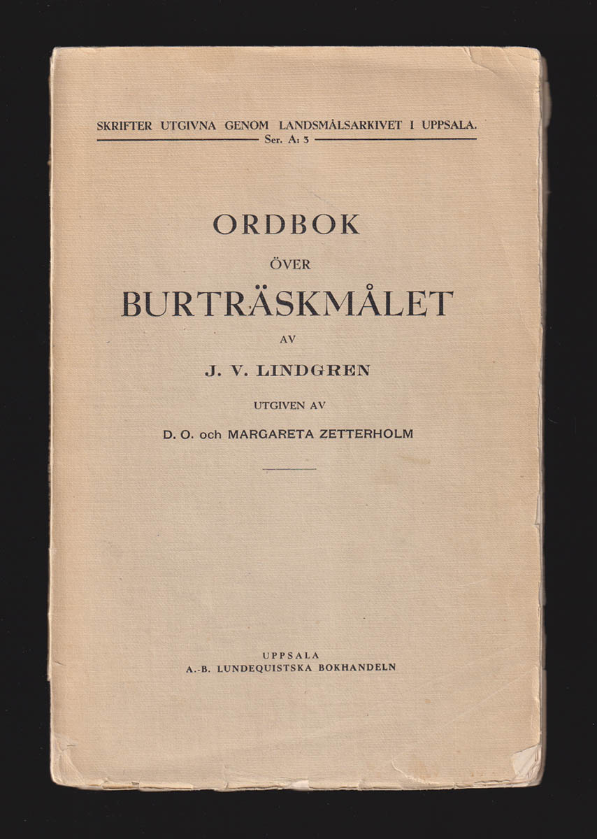 J. V. Lindgren : Ordbok över Burträskmålet