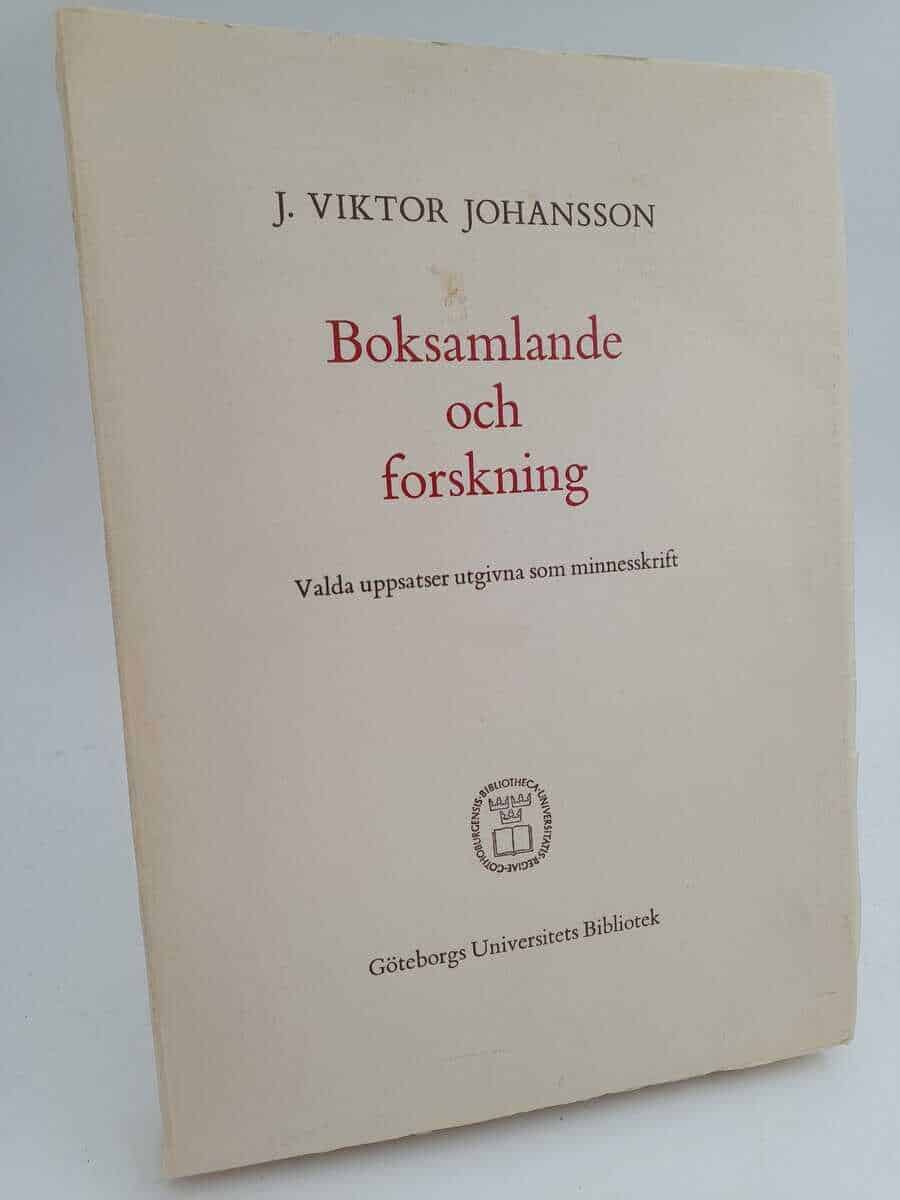 J. Viktor Johansson : Boksamlande och forskning