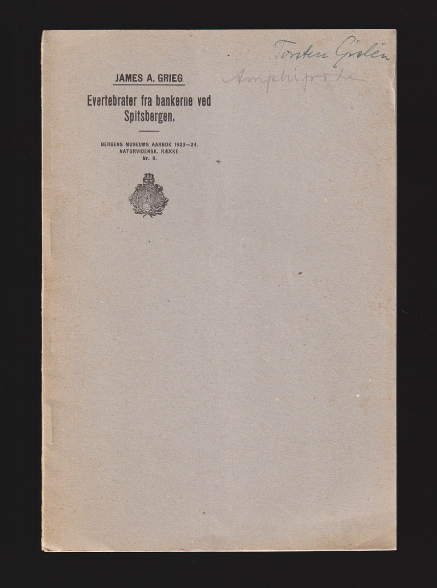 James A. Grieg : Evertebrater fra bankerne ved Spitsbergen indsamlet av m.k. 'Blaafjeld' og m.k 'Tovik' somrene 1923 og 1924 (Fiskenæring og bundfauna)