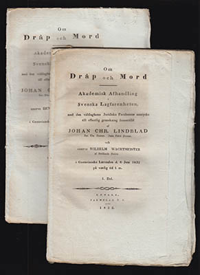 Johan Christofer Lindblad : Om dråp och mord. 1. Del - 2. Del