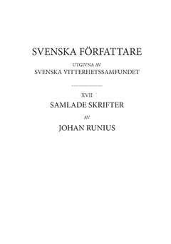 Johan Runius : Samlade skrifter 3