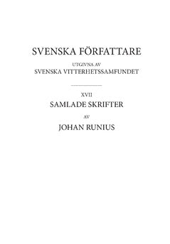 Johan Runius : Samlade skrifter 4
