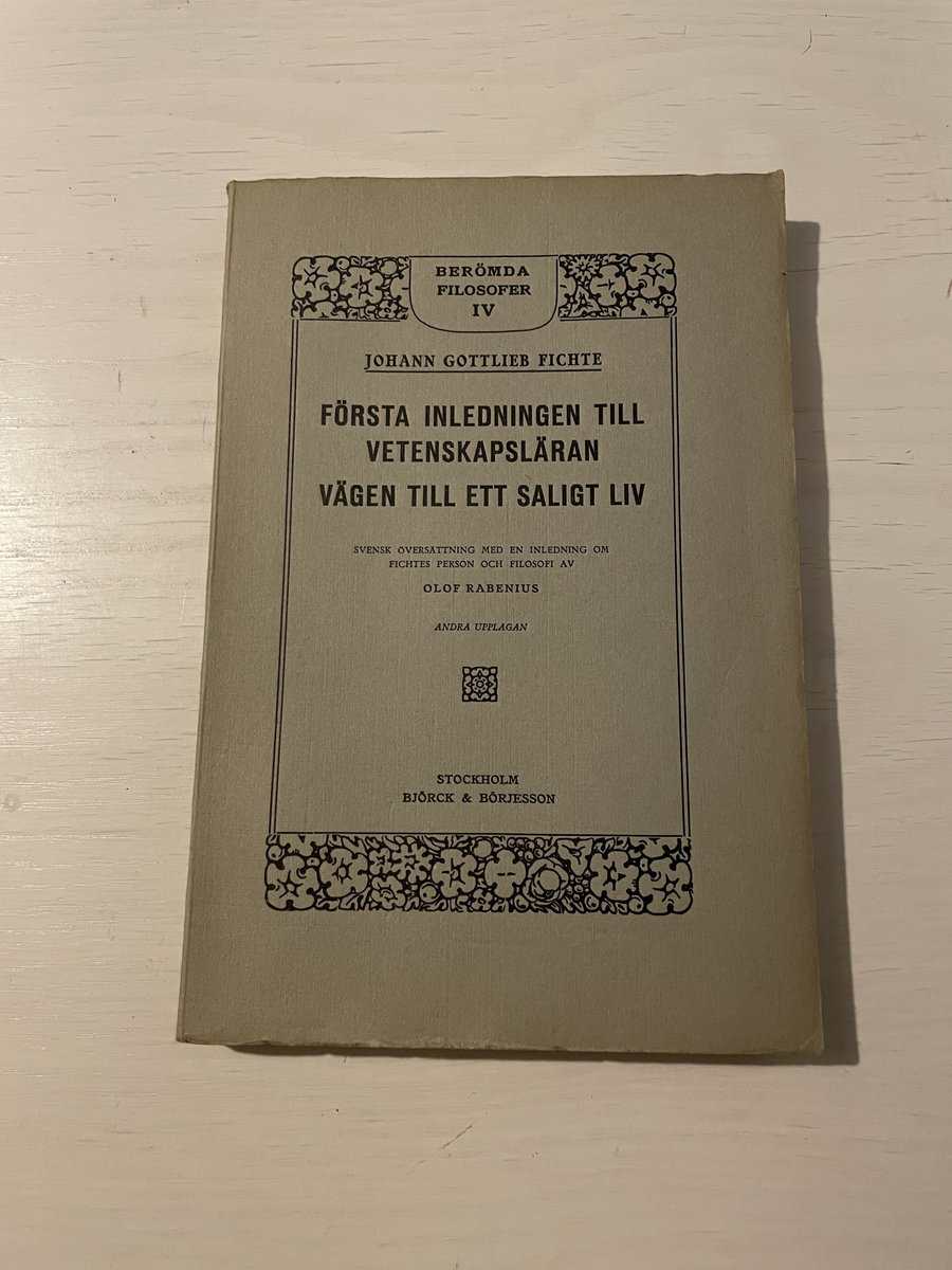 Johann Gottlieb Fichte : Första inledningen till vetenskapsläran