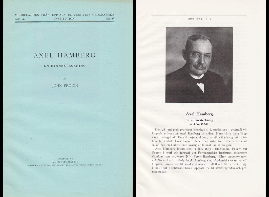 John Frödin : Axel Hamberg. En minnesteckning