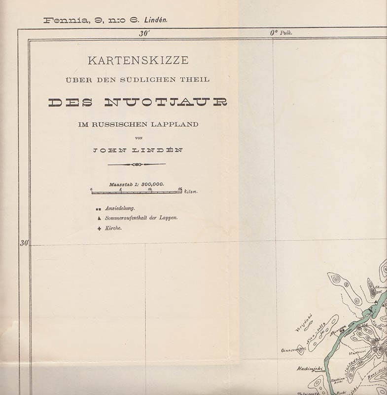 John Lindén : Beiträge zur Kenntniss des Westlichen Teiles des russichen Lapplands. Mit einer Karte