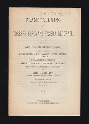 John Lindquist : Framställning af Torbern Bergmans fysiska geografi. Del I (allt som utkom)