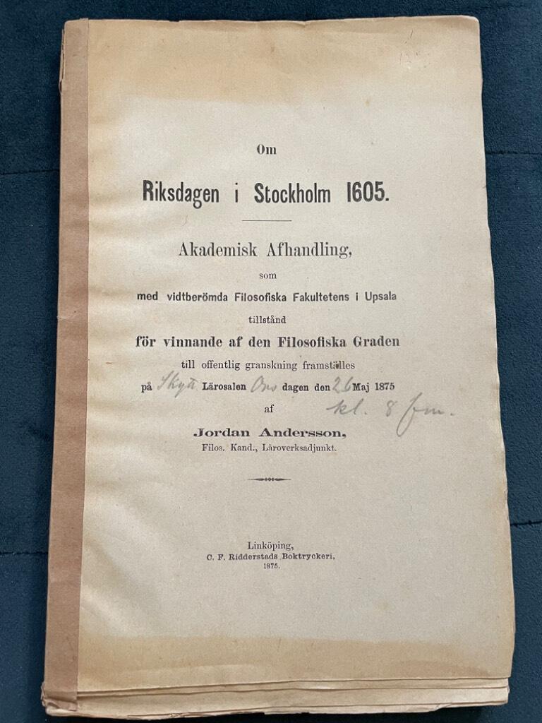 Jordan Andersson : Om riksdagen i Stockholm 1605