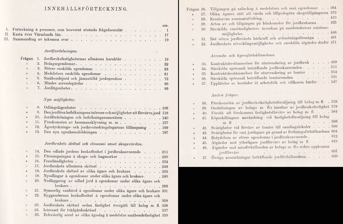Jordundersökningens betänkanden. III. Jordfördelningen i Värmlands län. Del 2. Svaren å utsända frågor