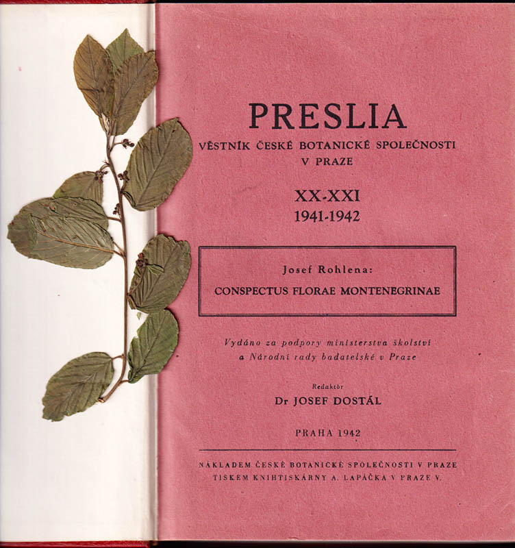 Josef Rohlena : Conspectus florae Montenegrinae