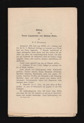 K. P. Hägerström : Bidrag till Torne Lappmarks och Ofotens Flora
