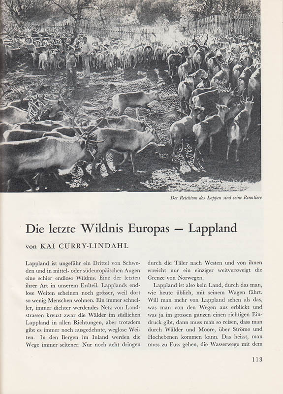 Kai Curry-Lindahl : Die letze Wildnis Eoropa - Lappland