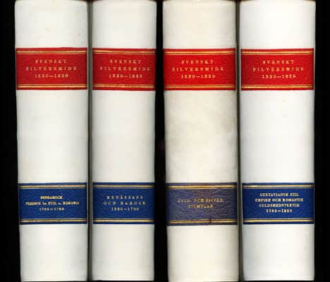 Källström, Olle (1900-1983) ; Hernmarck, Carl (1901-1990) : Svenskt silversmide 1520-1850. Del I-III + Del IV. Guld- och silverstämplar (komplett)