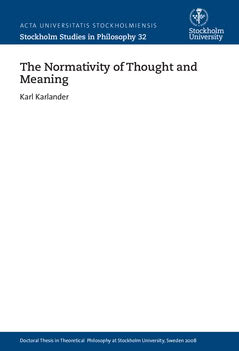 Karl Karlander : The normativity of thought and meaning
