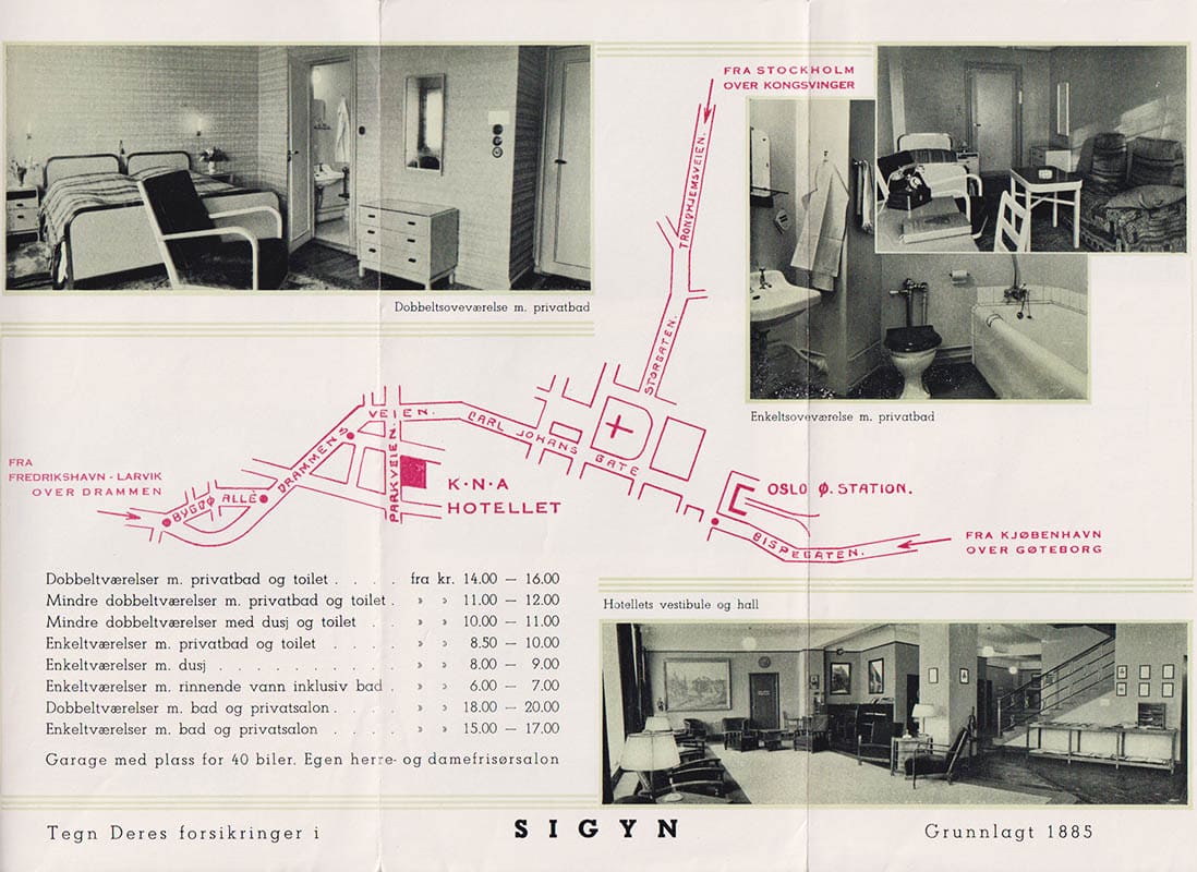 K.N.A. Hotellet Oslo (Kongelig Norsk Automobilklub - Turistbroschyr)