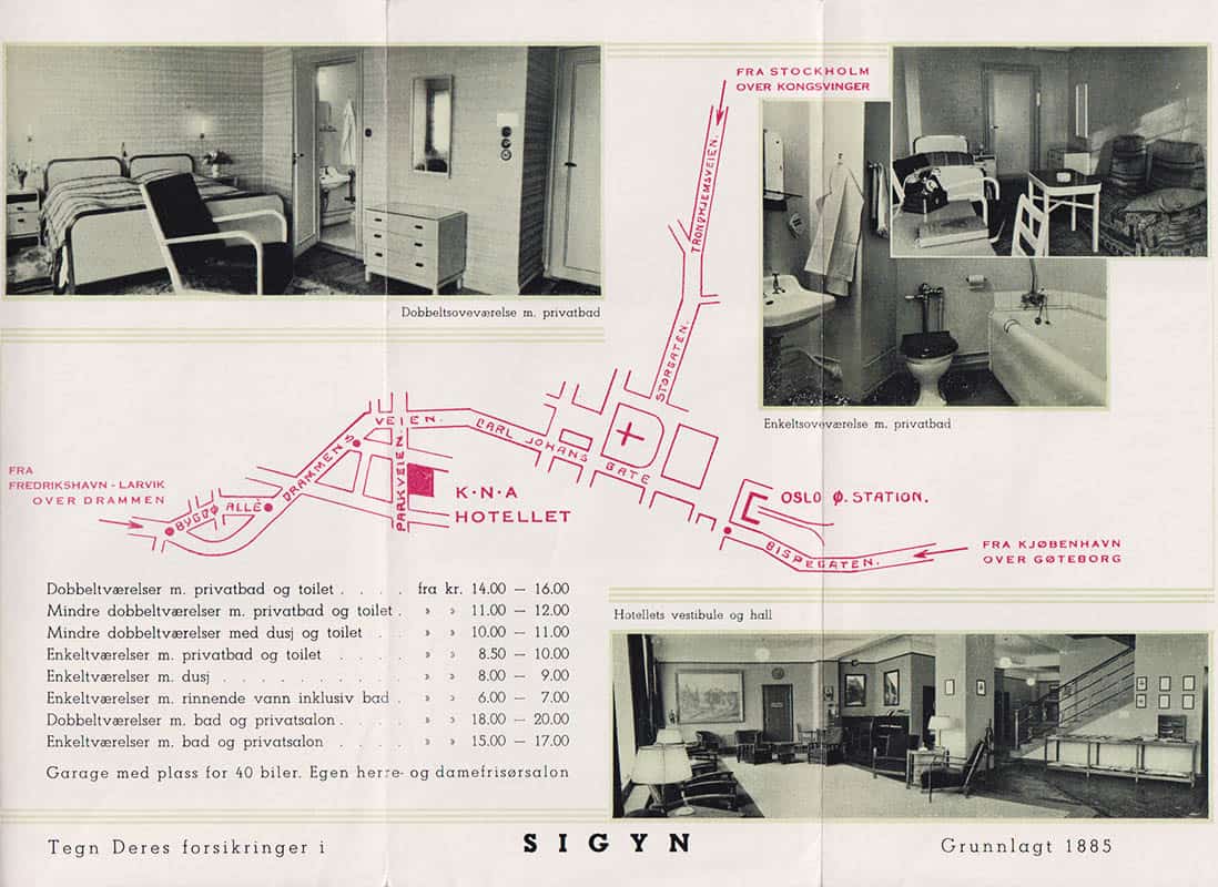 K.N.A. Hotellet Oslo (Kongelig Norsk Automobilklub - Turistbroschyr)