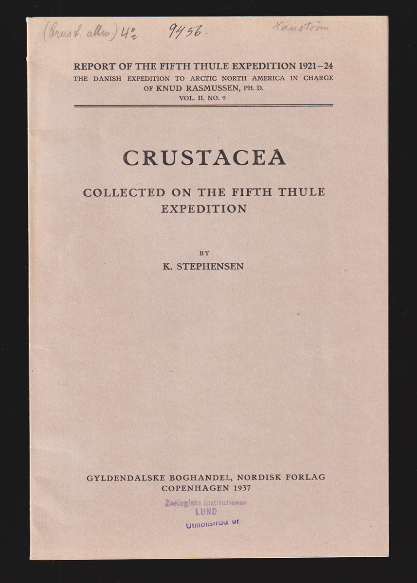 Knud Hensch Stephensen : Crustacea. Collected on the fifth Thule Expedition