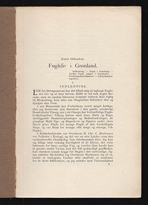 Knud Oldendow : Fugleliv i Grønland
