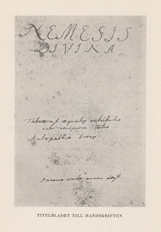 Knut Barr : Linnés Nemesis Divina. Utgiven och kommenterad av Knut Barr