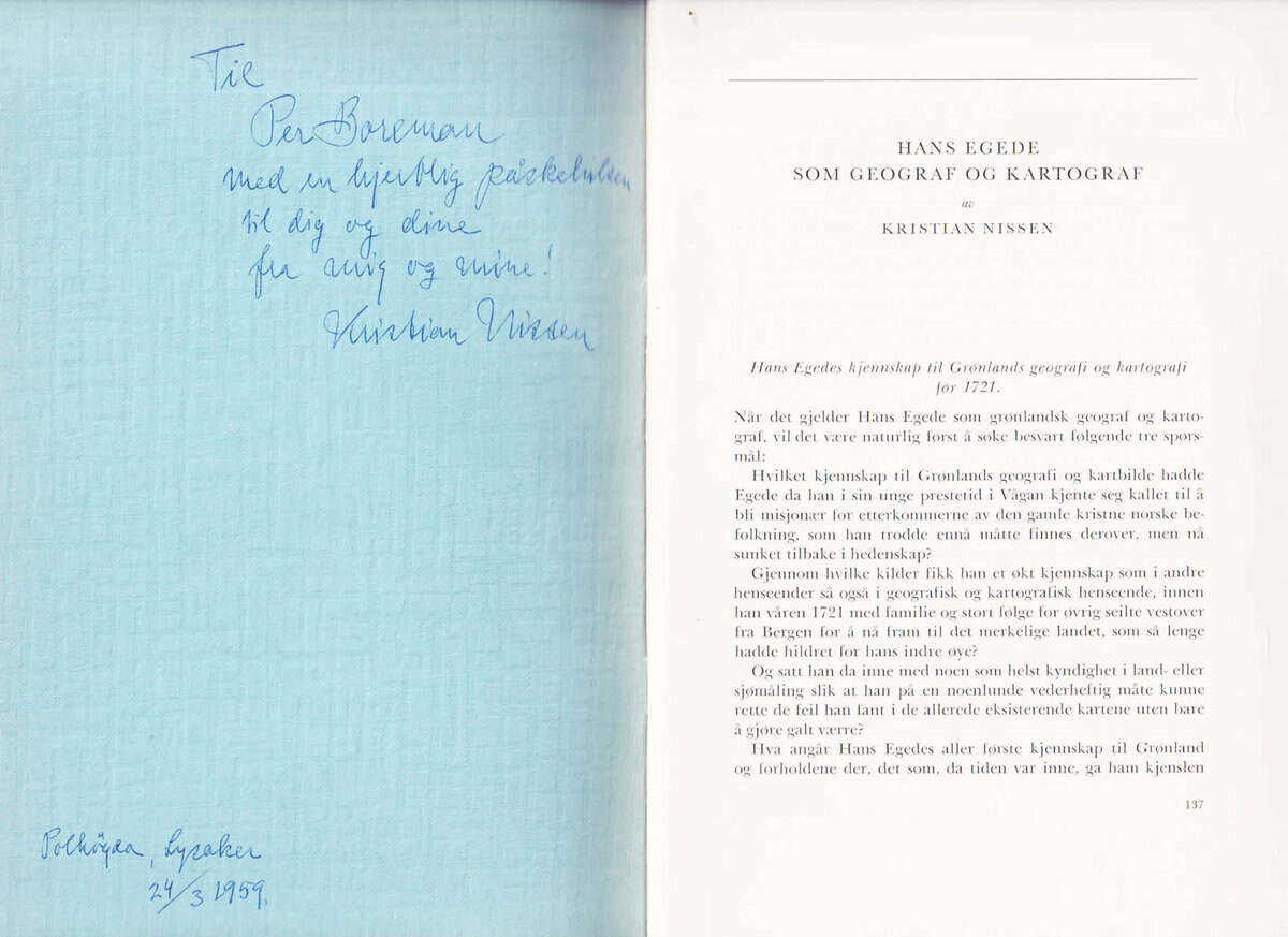 Kristian Nissen : Hans Egede som geograf og kartograf