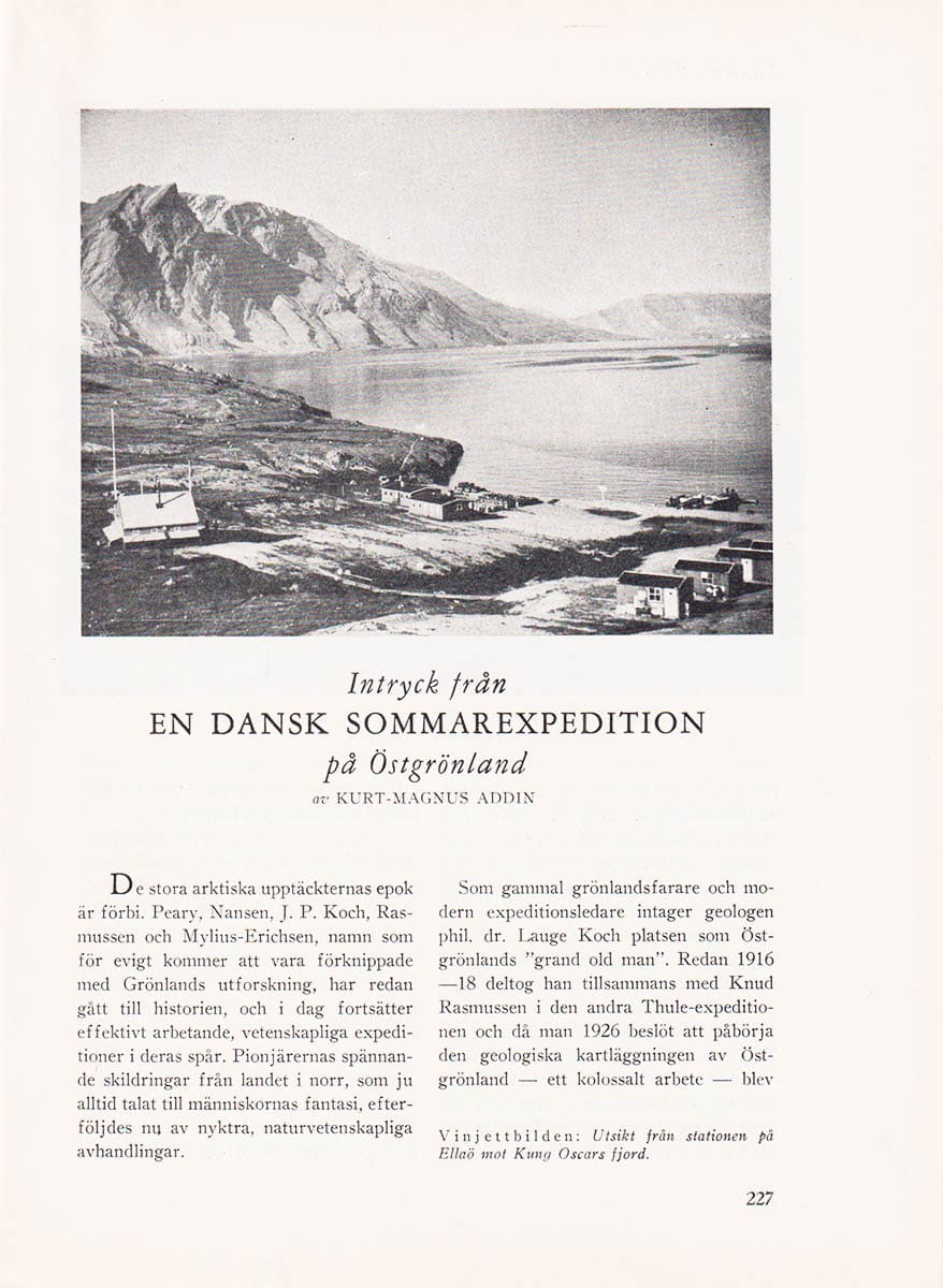 Kurt-Magnus Addin : Intryck från en dansk sommarexpedition på Östgrönland