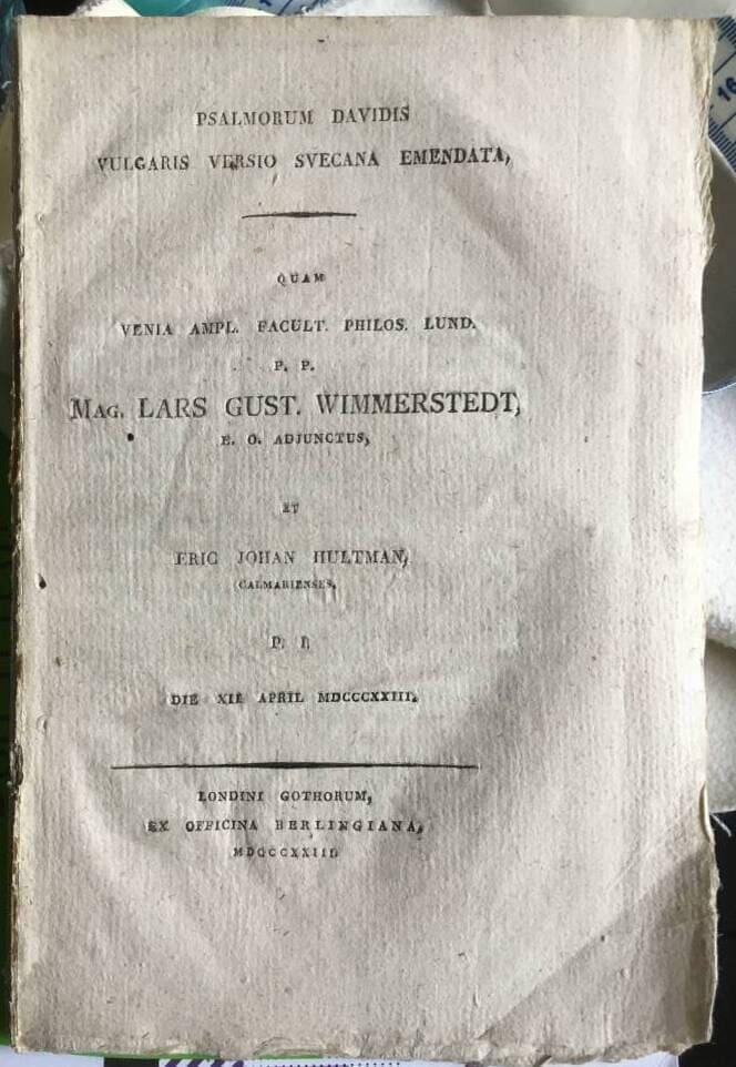 L G Wimmerstedt ; E J Hultman : Psalmorum Davidis...