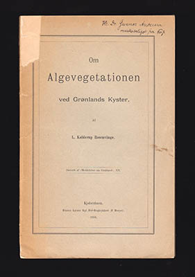 L. Kolderup Rosenvinge : Om algevegetationen ved Grønlands kyster (dedikation)