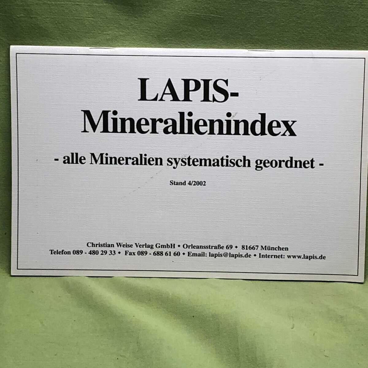LAPIS _ Mineralienindex - alle Mineralien systmatisch geordnet