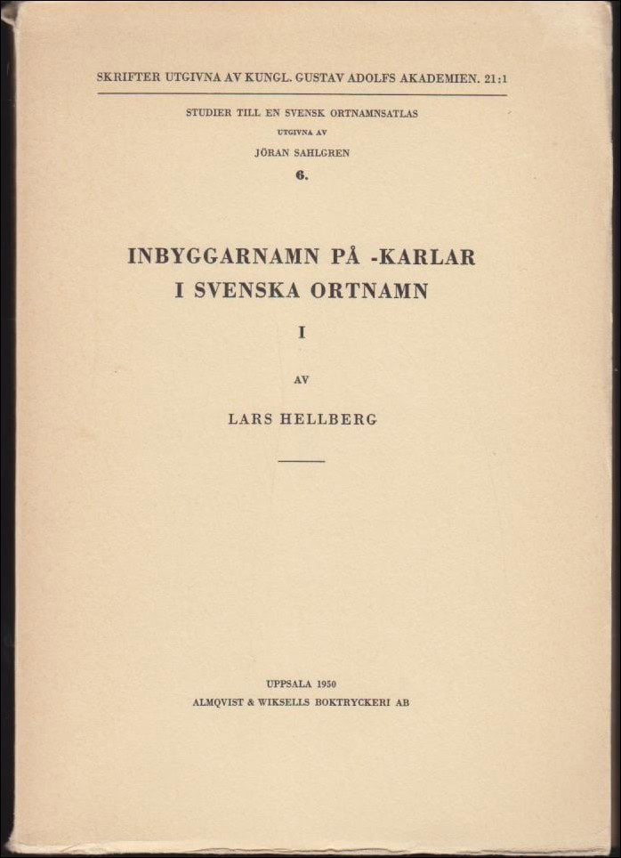 Lars Hellberg : Inbyggarnamn på -karlar i svenska ortnamn