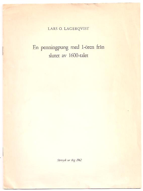 Lars Lagerqvist : En penningpung med 1-ören från slutet av 1600-talet