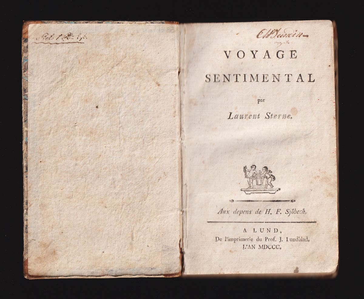 Laurence Sterne : Voyage sentimental. Par Laurent Sterne. Aux depens de H. F. Sjöbeck