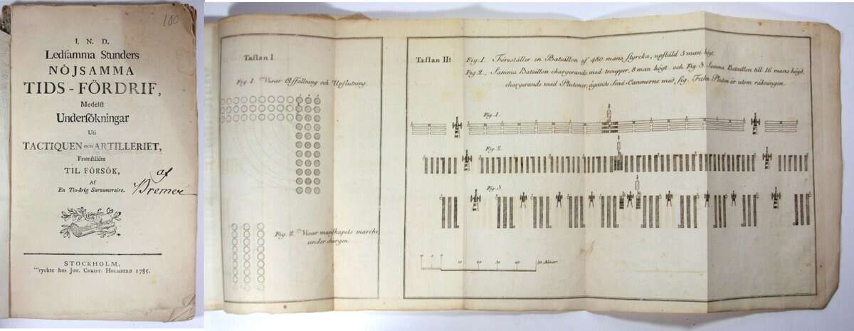 Ledsamma stunders nöjsamma tids-fördrif, medelst undersökningar uti tactiquen och artilleriet, framstäldte til försök, af en tio-årig surnumeraire