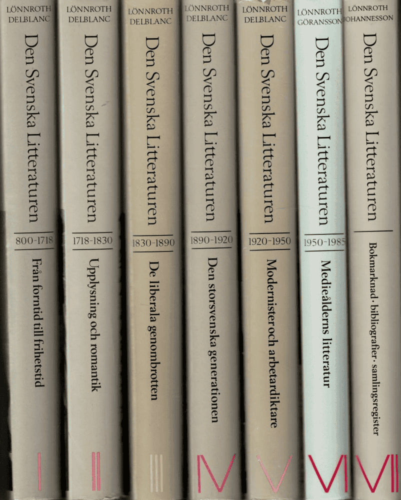 Lönnroth, Lars ; Delblanc, Sven : Den svenska litteraturen del I-VII (komplett)