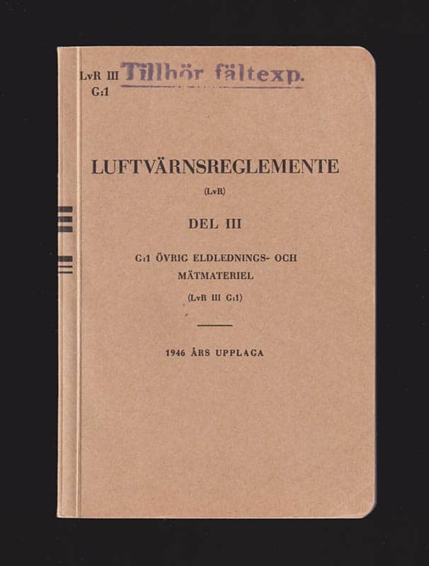 Luftvärnsreglemente (LvR) del III G:1 övrig eldlednings- och mätmateriel (LvR III G:1)