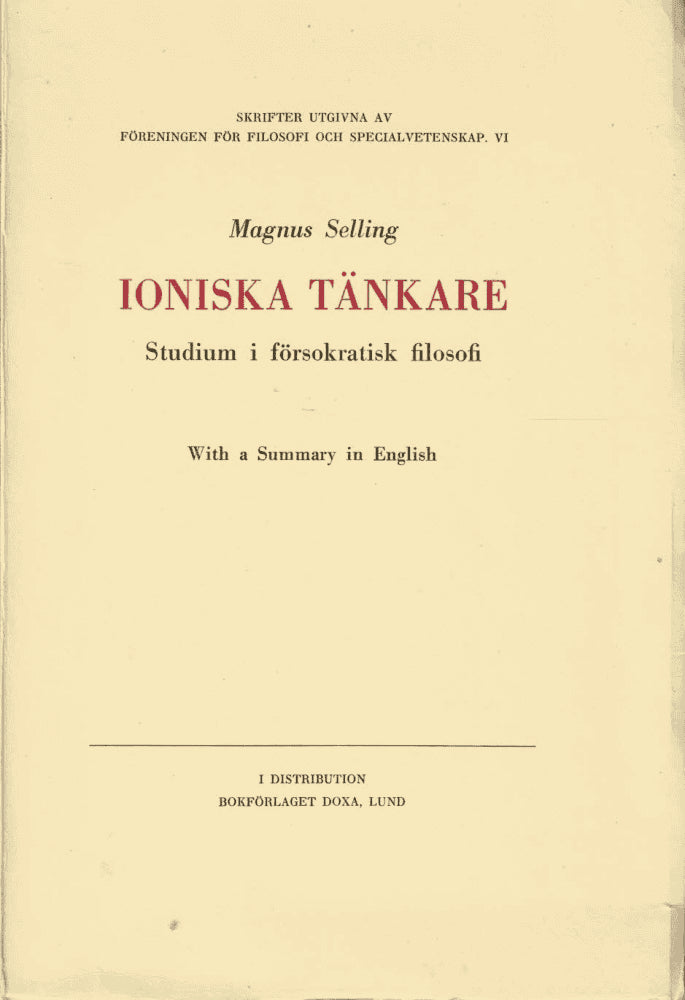 Magnus Selling : Ioniska tänkare
