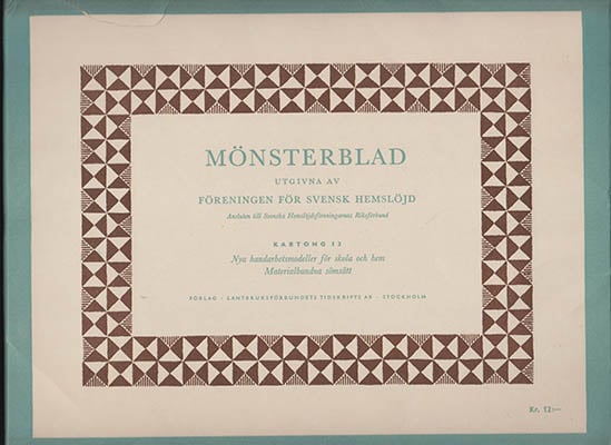 Maja Lundbäck : Mönsterblad utgivna av Föreningen för Svensk Hemslöjd