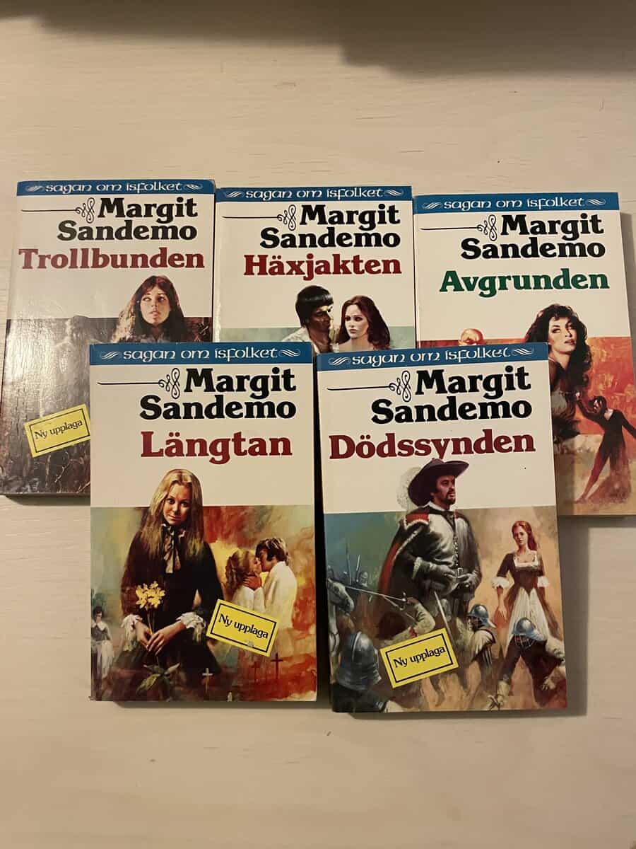 Margit Sandemo : Sagan om Isfolket 1-5 - Trollbunden - Häxjakten - Avgrunden - Längtan - Dödssynden