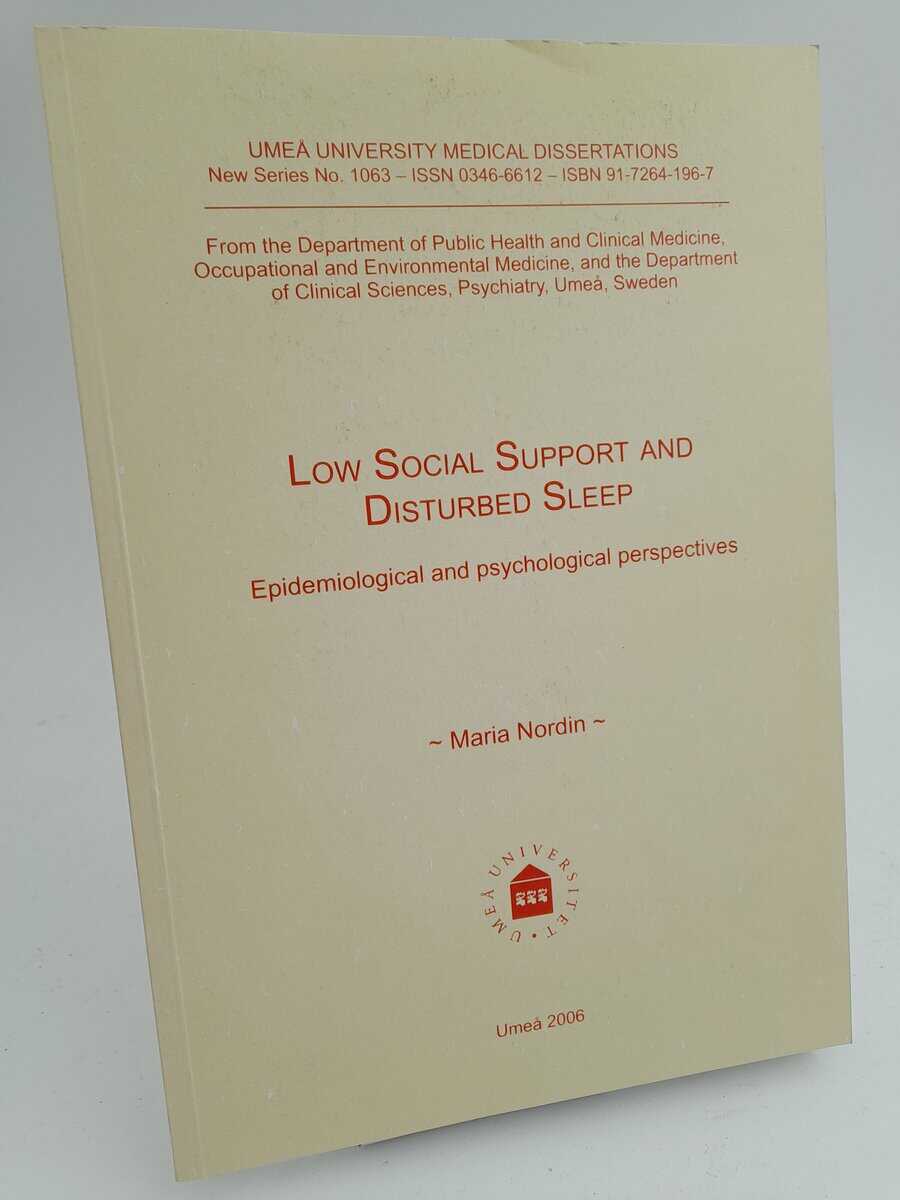 Maria Nordin : Low social support and disturbed sleep