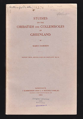Marie Hammer : Studies on the oribatids and collemboles of Greenland