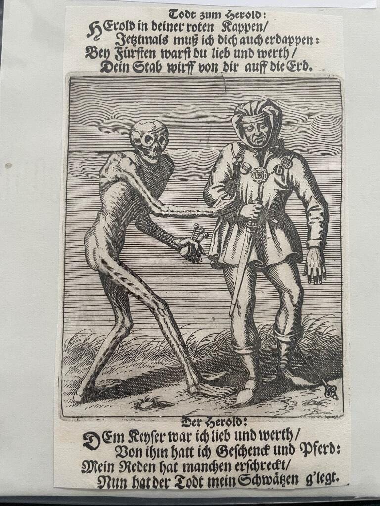 Matthaeus Merian : Kopparstick från Merians Todten-Tantz, 1696 (Dödsdansen, Dance of death, la Dance Macabre).