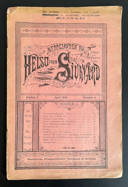 Meddelanden för helso- och sjukvård. En populär månadskrift för hemmet. Årgång 6, 1889, nr 4