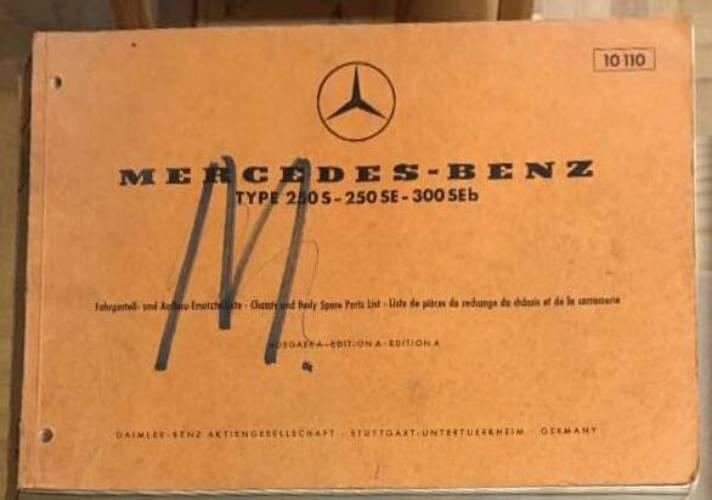 Mercedes reservdelsböcker - 250S - 250 SE - 300 SEb