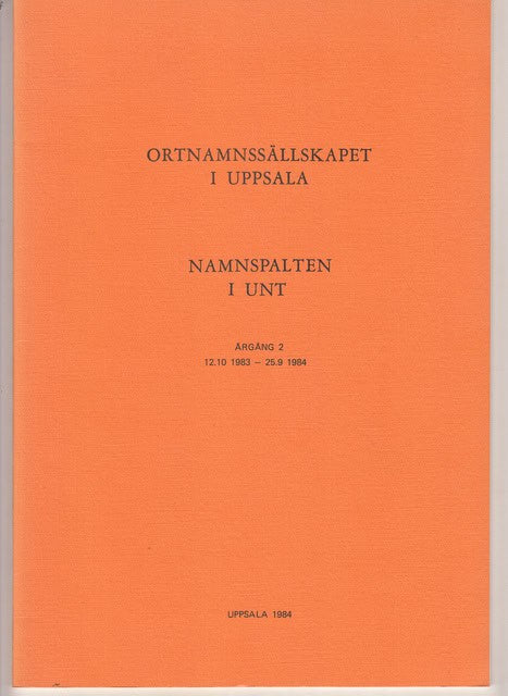 Namnspalten i UNT , Årgång 2 12.10 1983 - 25.9 1984